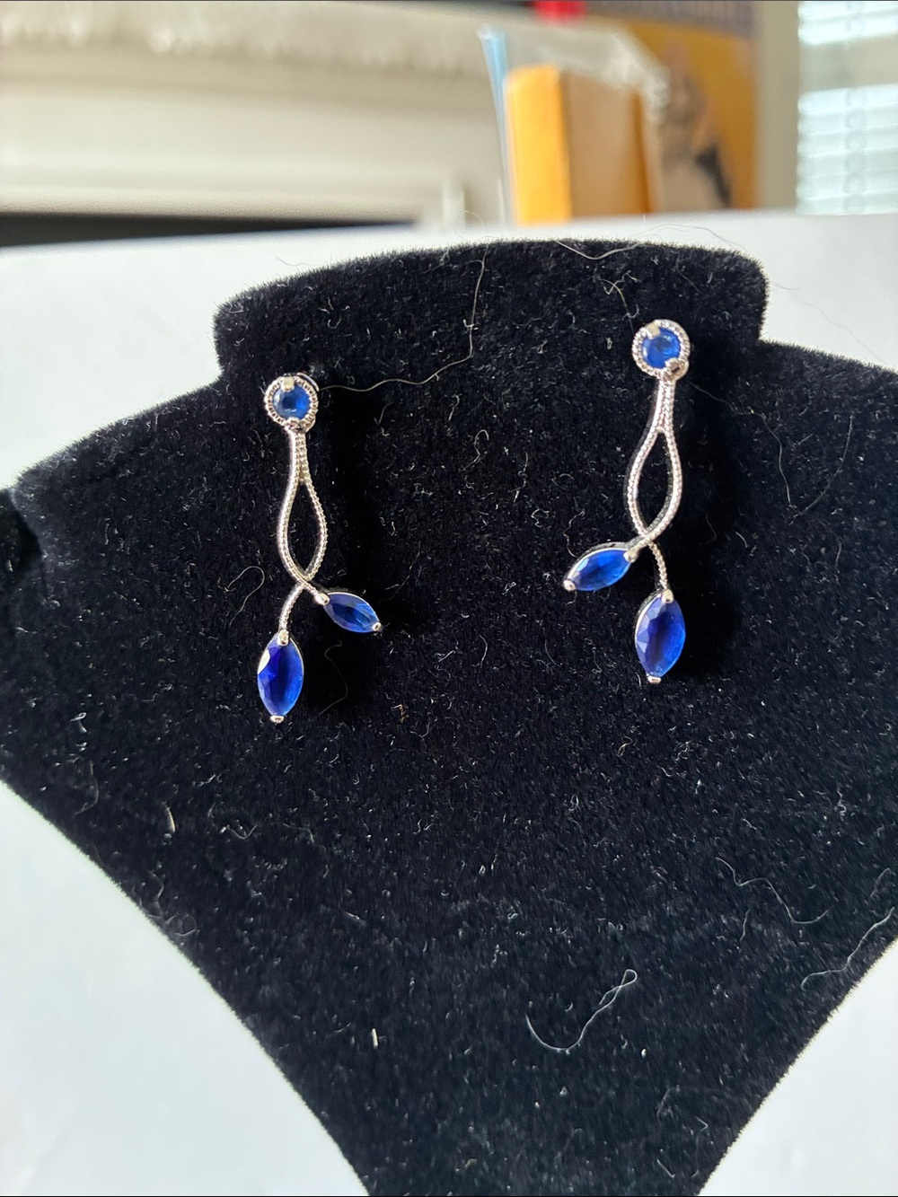 Elegant Blue Crystal Drop Earrings - Women's Jewelry